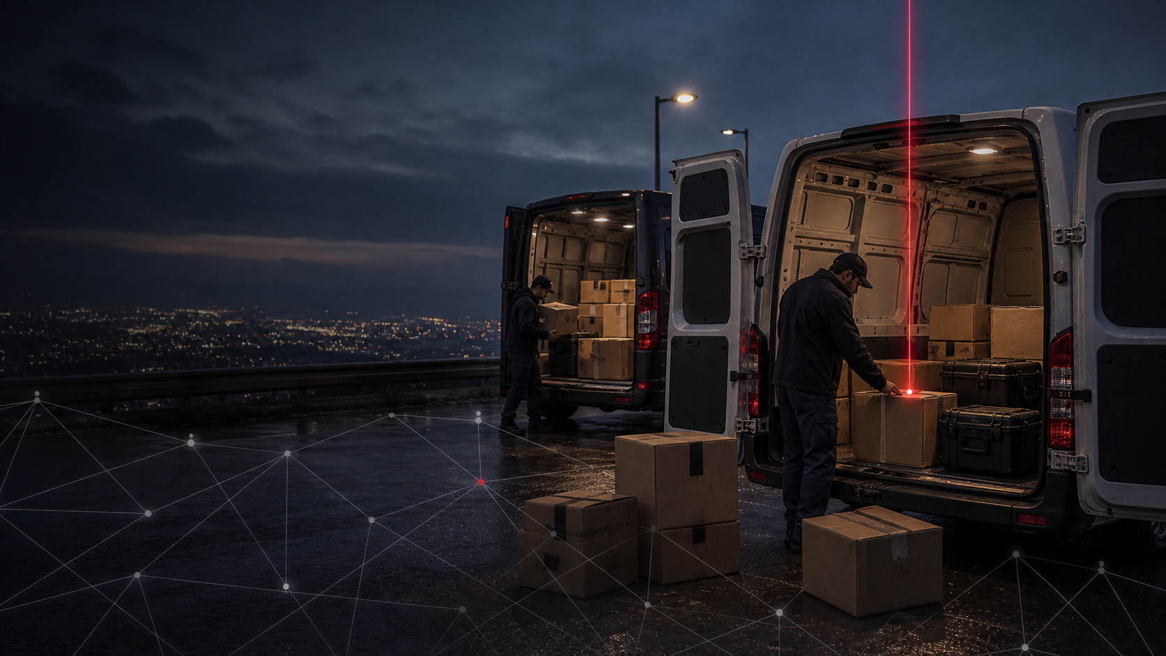 Carga transferida entre vehículos mientras una caja permanece localizada mediante GeoControl.
